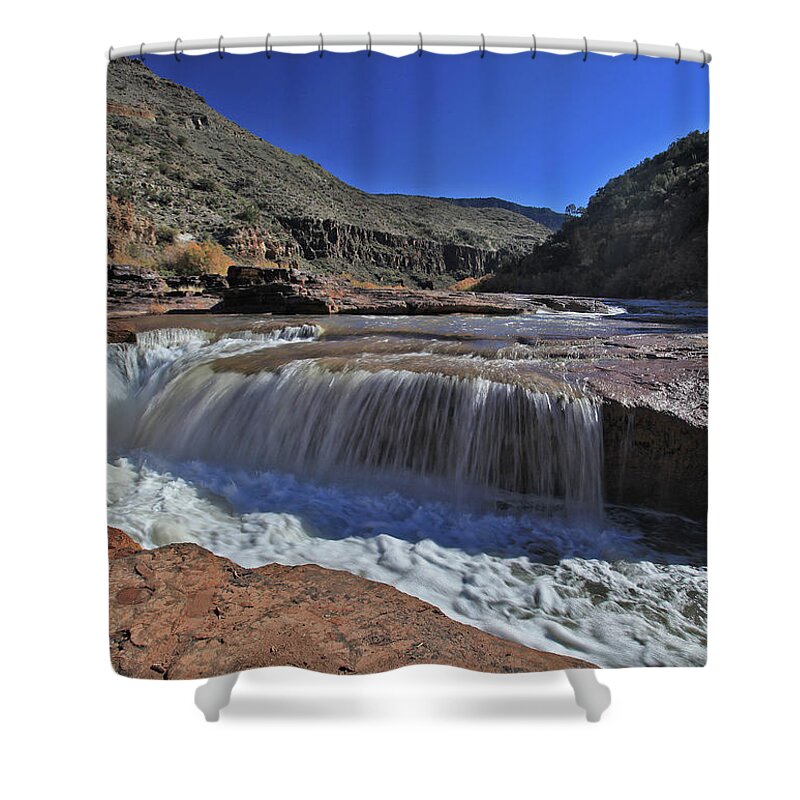 Arizona Shower Curtain featuring the photograph Salt Falls by Gary Kaylor