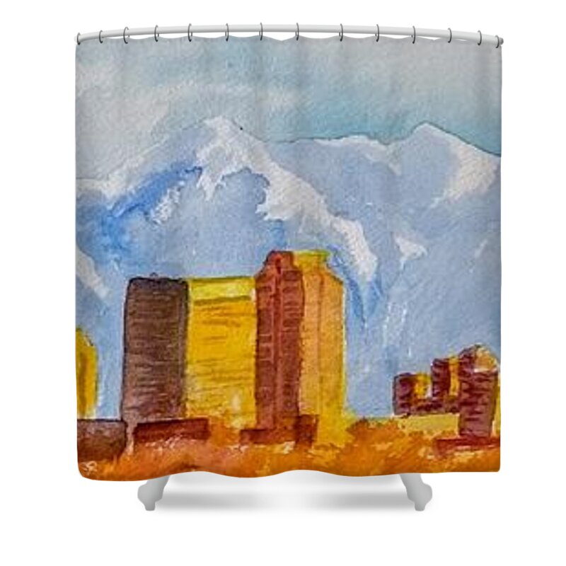 Salt Lake City Shower Curtain featuring the painting Salt Lake City Skyline by Walt Brodis