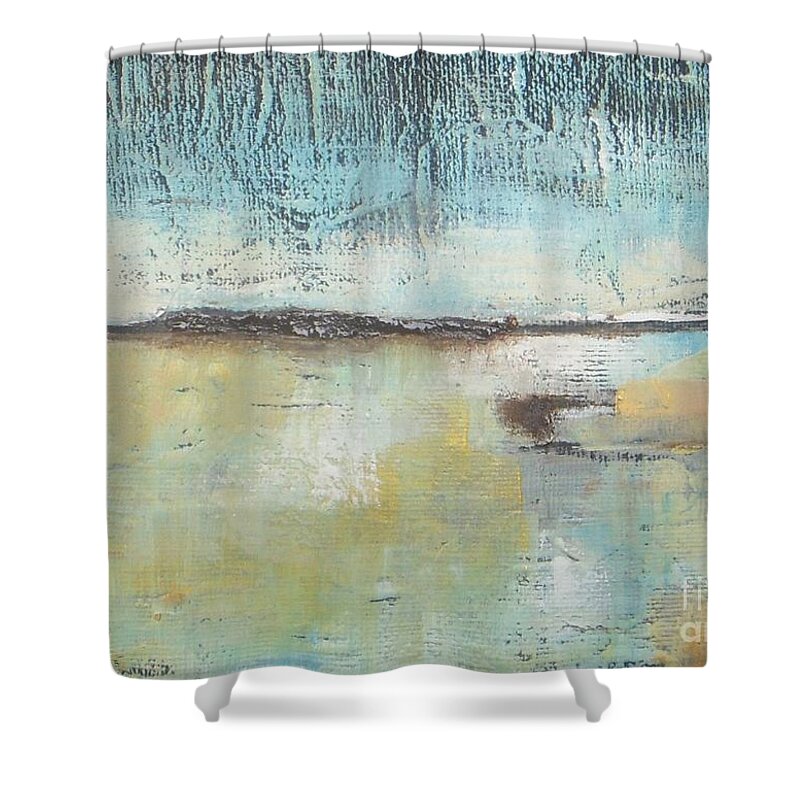 Lagoon Shower Curtain featuring the painting Salt Water Lagoon by Vesna Antic