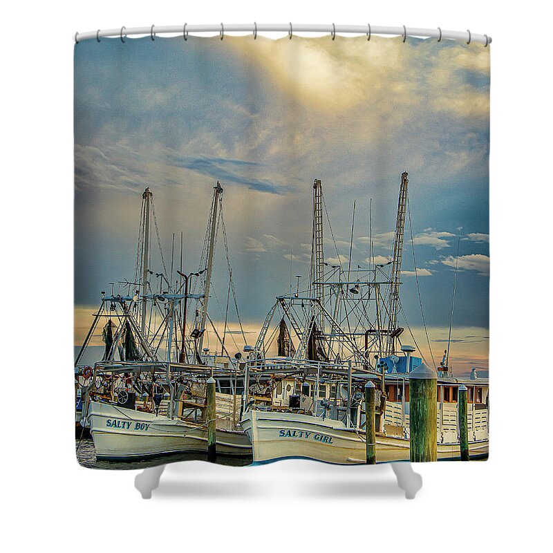 Shrimp Boats Shower Curtain featuring the photograph Salty Boy Salty Girl by JASawyer Imaging