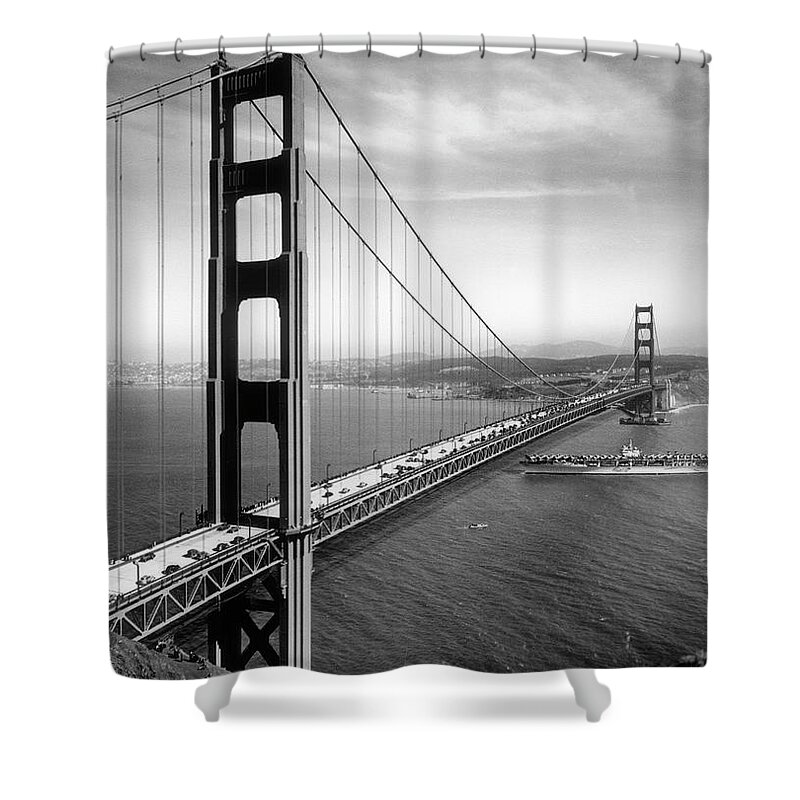 San Francisco Shower Curtain featuring the painting San Francisco Bridge by Mindy Sommers