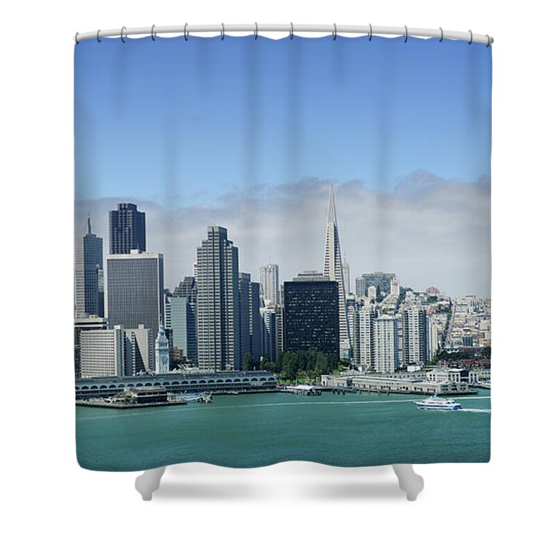 Downtown District Shower Curtain featuring the photograph San Francisco Skyline Panoramic View by 4fr