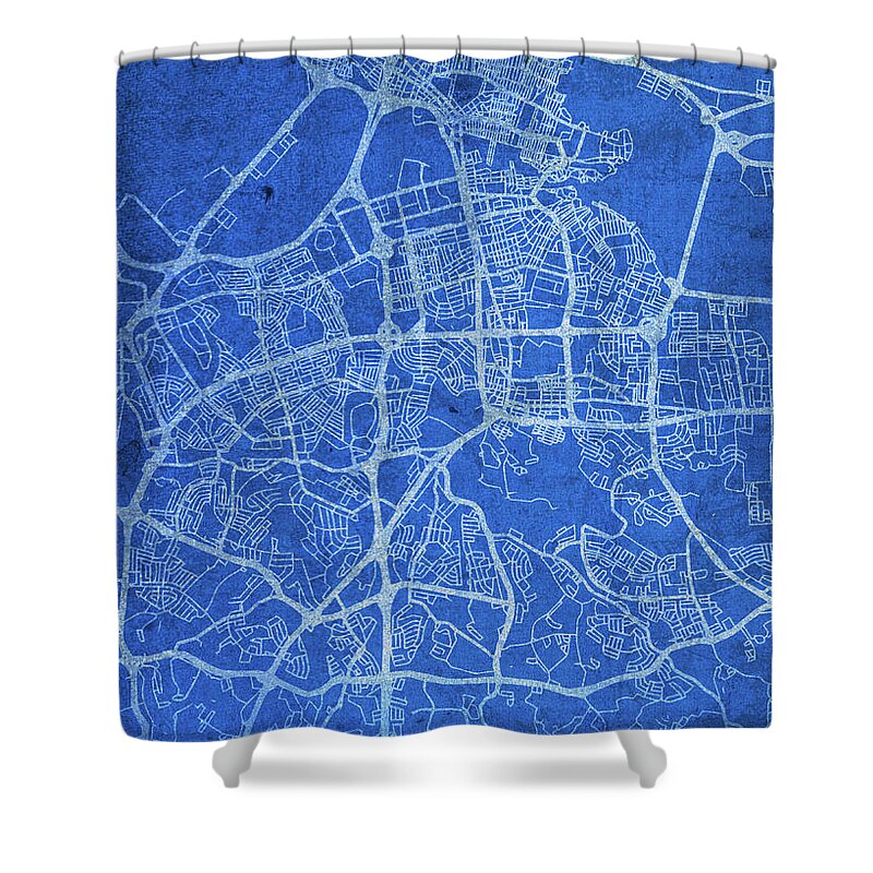 San Juan Shower Curtain featuring the mixed media San Juan Puerto Rico City Street Map Blueprints by Design Turnpike