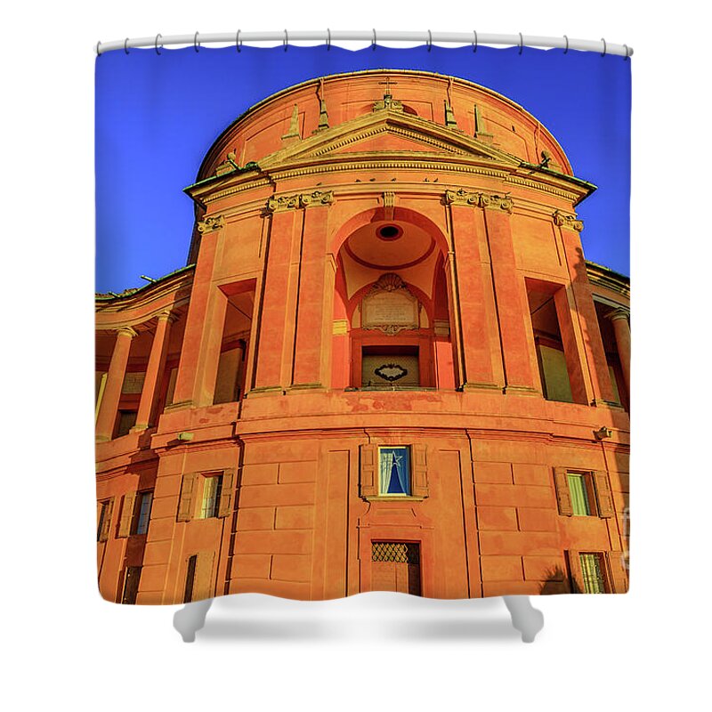 Bologna Shower Curtain featuring the photograph San Luca Sanctuary facade by Benny Marty