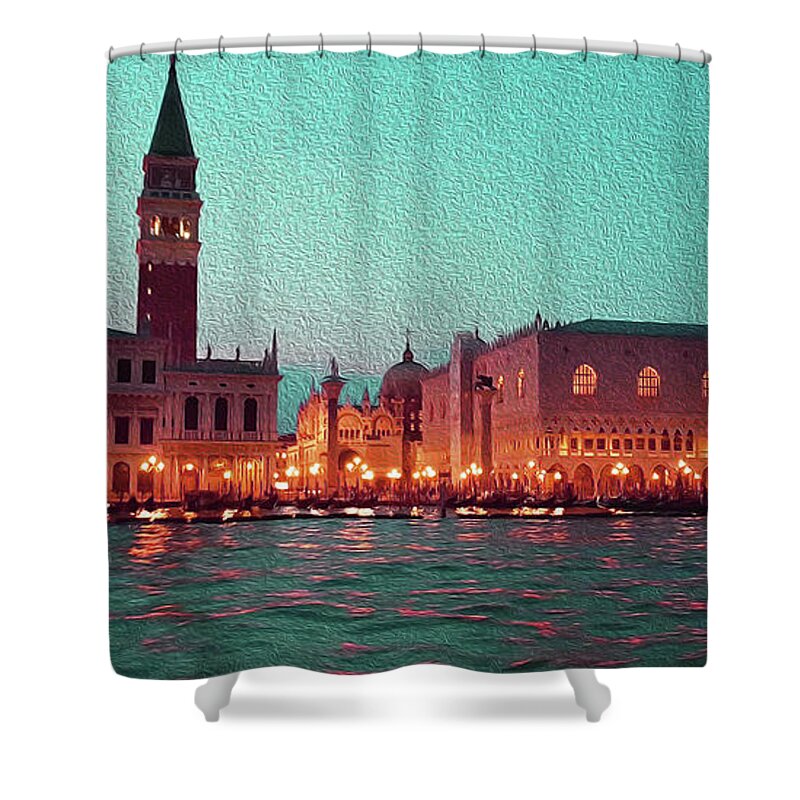 Landscape Shower Curtain featuring the digital art San Marco by Lutz Roland Lehn