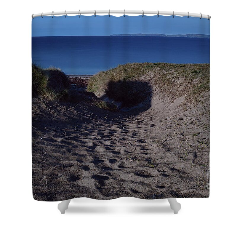 Sand Dunes Shower Curtain featuring the photograph Sand and Sea by Lidija Ivanek - SiLa
