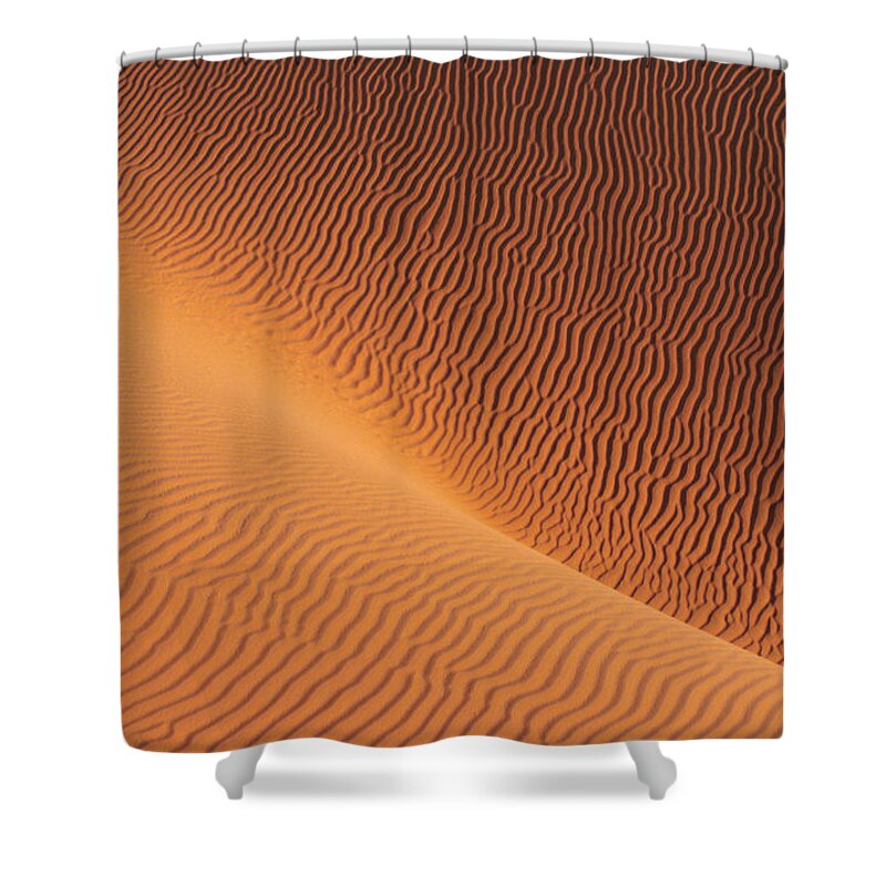 Shadow Shower Curtain featuring the photograph Sand Dunes In Sahara Desert by Frans Lemmens