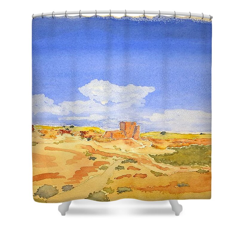 Watercolor Shower Curtain featuring the painting Sandstone Lore by John Klobucher