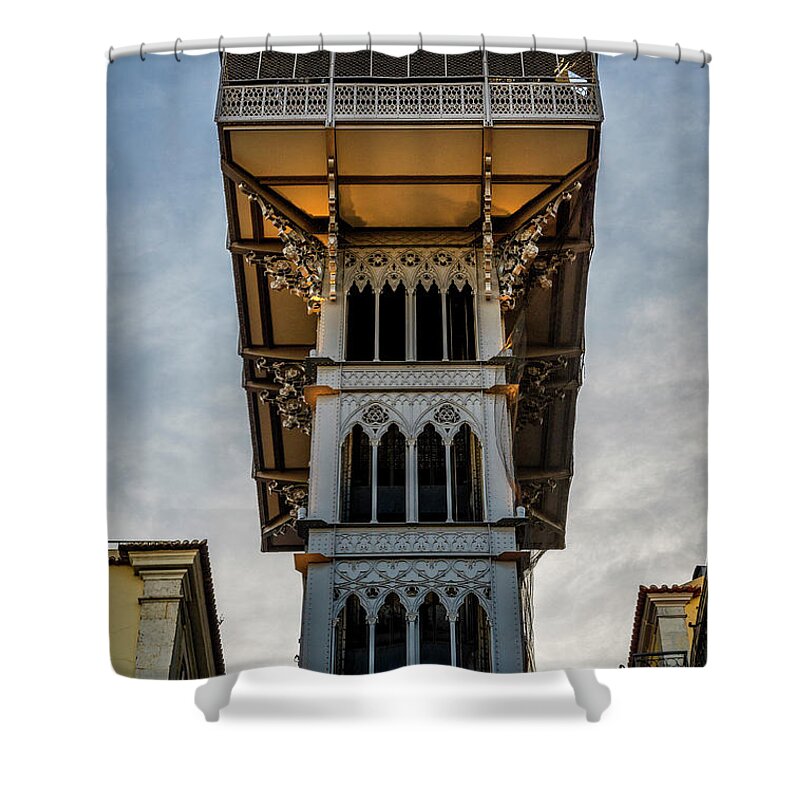 Santa Justa Shower Curtain featuring the photograph Santa Justa Lift in Llisbon by Pablo Lopez