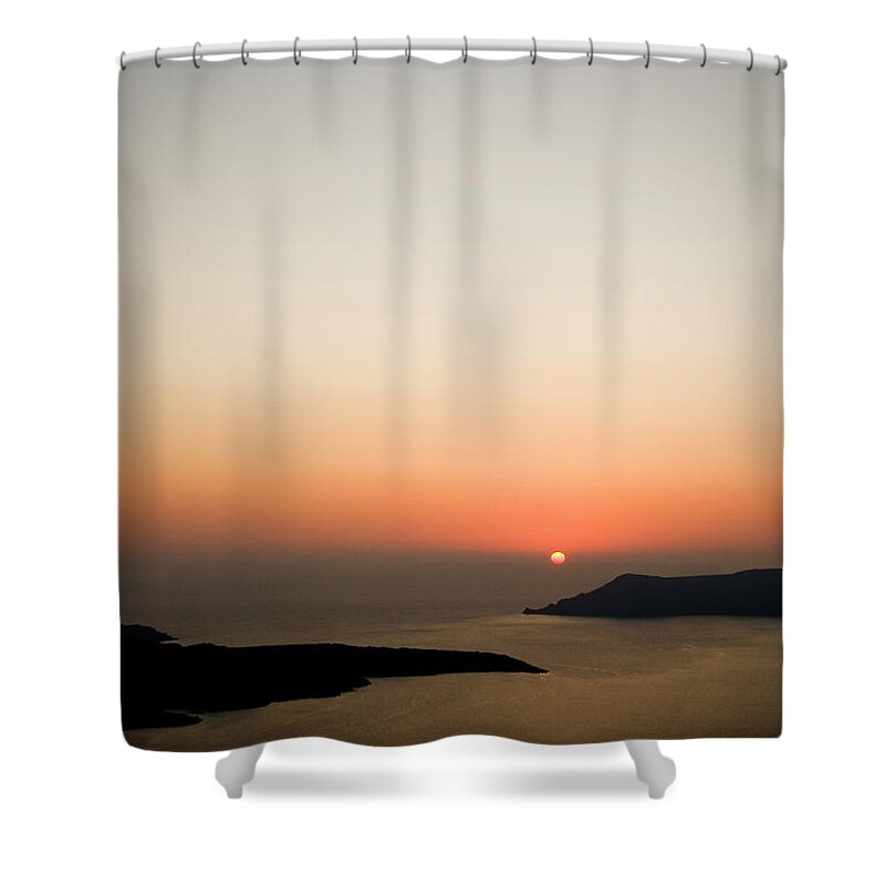 Greece Shower Curtain featuring the photograph Santorini Caldera Sunset by Earleliason