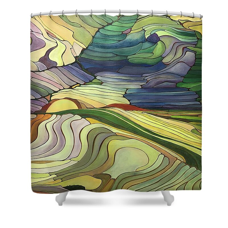 Sapa Shower Curtain featuring the painting Sapa landscape by Ella Boughton