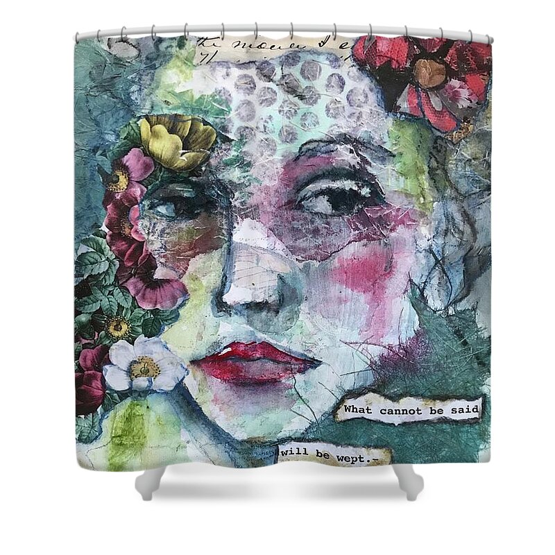 Mixed Media Shower Curtain featuring the painting Sappho's Quote by Diane Fujimoto