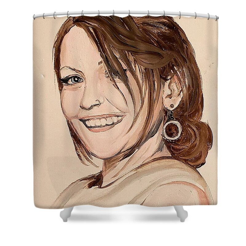 Portrait Shower Curtain featuring the painting Sara by Alexandria Weaselwise Busen