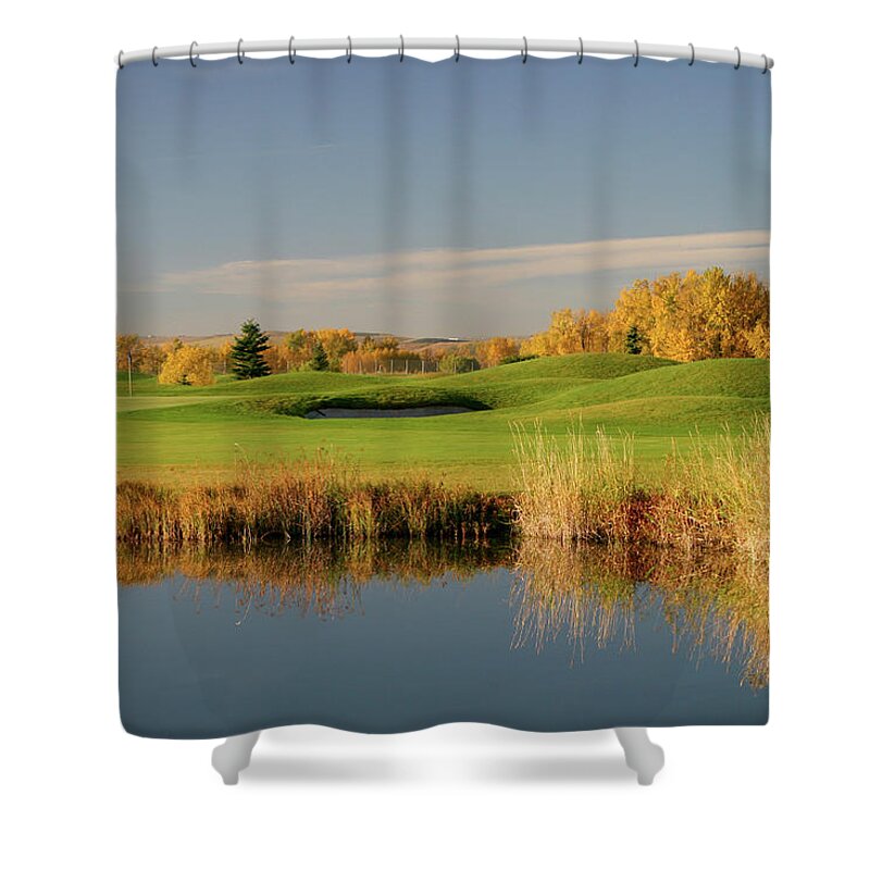 Sand Trap Shower Curtain featuring the photograph Scenic Calgary Golf Course In Fall by Imaginegolf