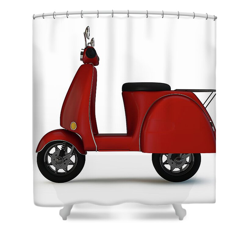 White Background Shower Curtain featuring the photograph Scooter On White Background by Rsiel