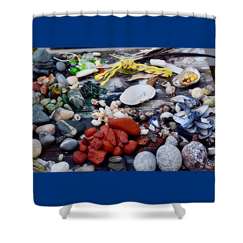 Sea Glass Shower Curtain featuring the photograph Sea Glass Hunting Bounty Too by Debra Grace Addison