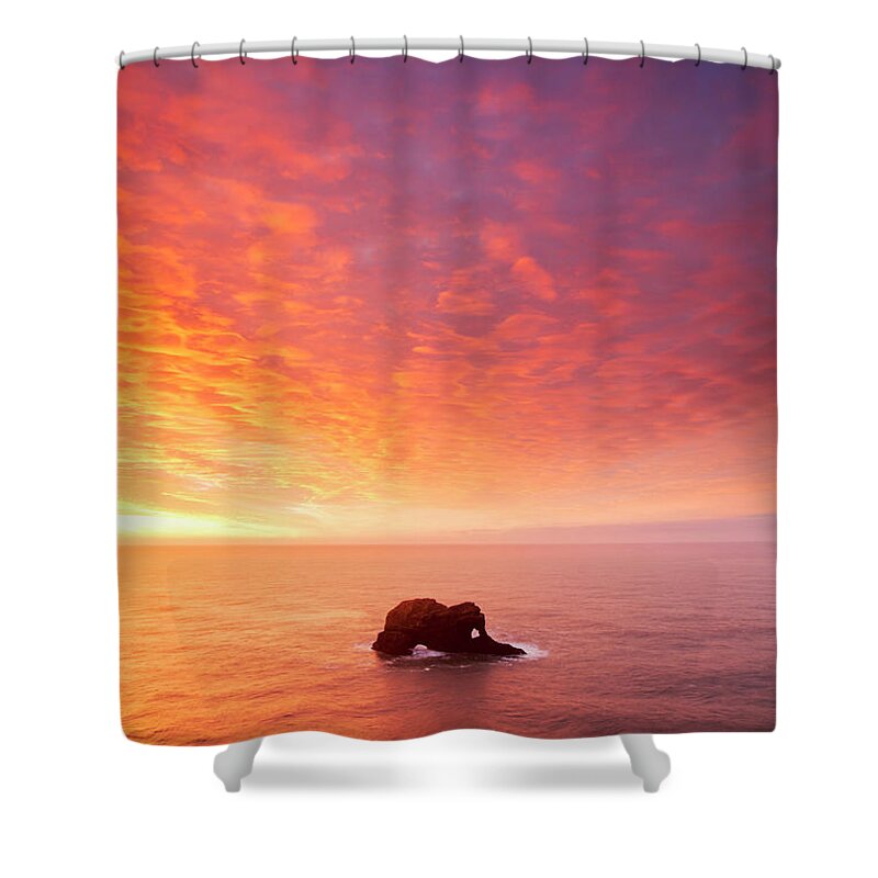 Estock Shower Curtain featuring the digital art Sea Stacks, Iceland by Vincenzo Mazza