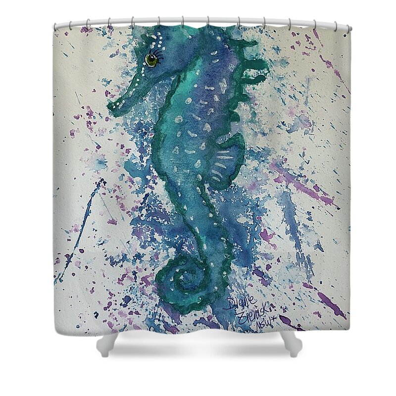  Shower Curtain featuring the painting Seahorse by Diane Ziemski