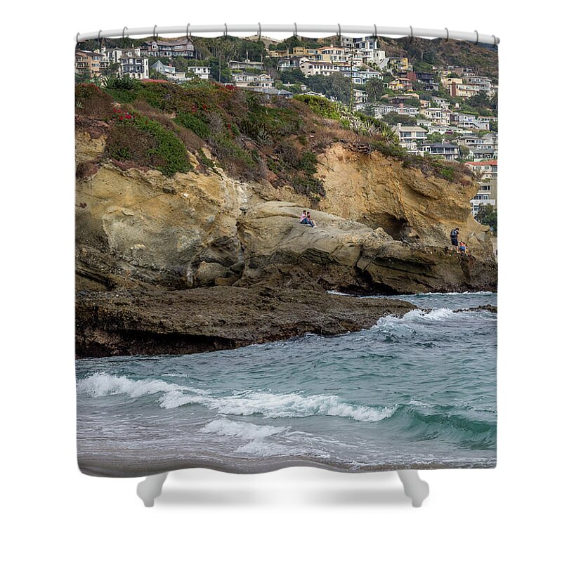 Ocean Shower Curtain featuring the photograph Seas Below the Homes by Aaron Burrows