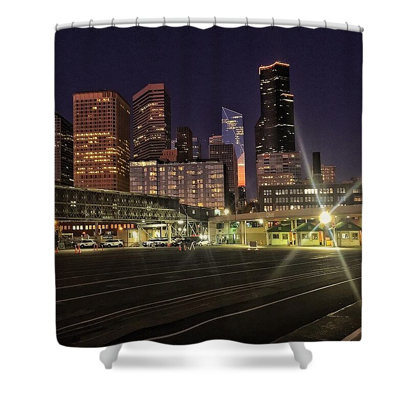 Seattle Shower Curtain featuring the photograph Seattle Skyline from Ferry Terminal by Jerry Abbott