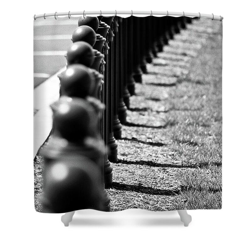 Shadow Shower Curtain featuring the photograph Security Bollards by Justin Hoffmann Photography