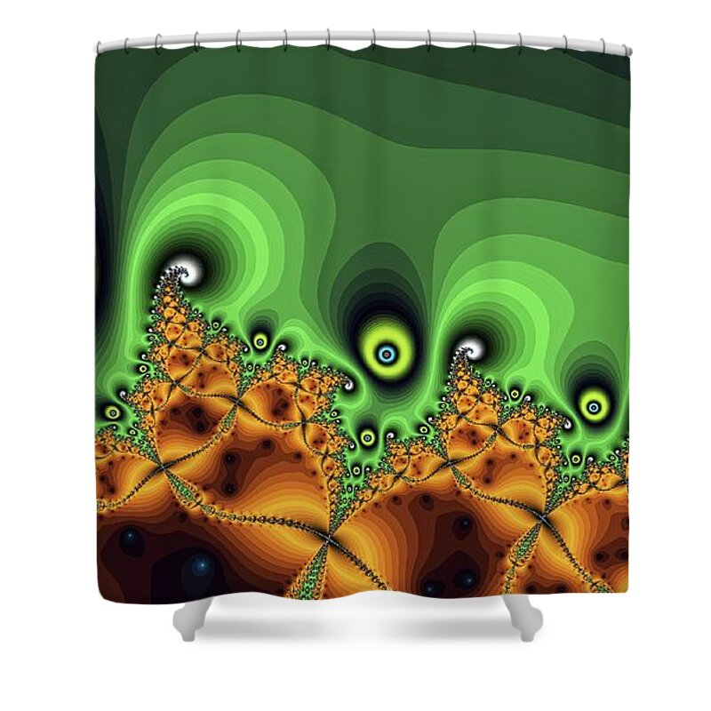Fractal Shower Curtain featuring the digital art Seeing Down Orange by Don Northup