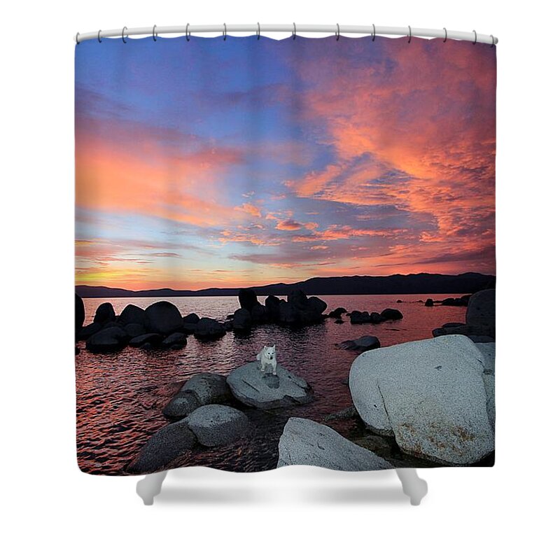 Lake Tahoe Shower Curtain featuring the photograph Sekani Rocks Twilight by Sean Sarsfield