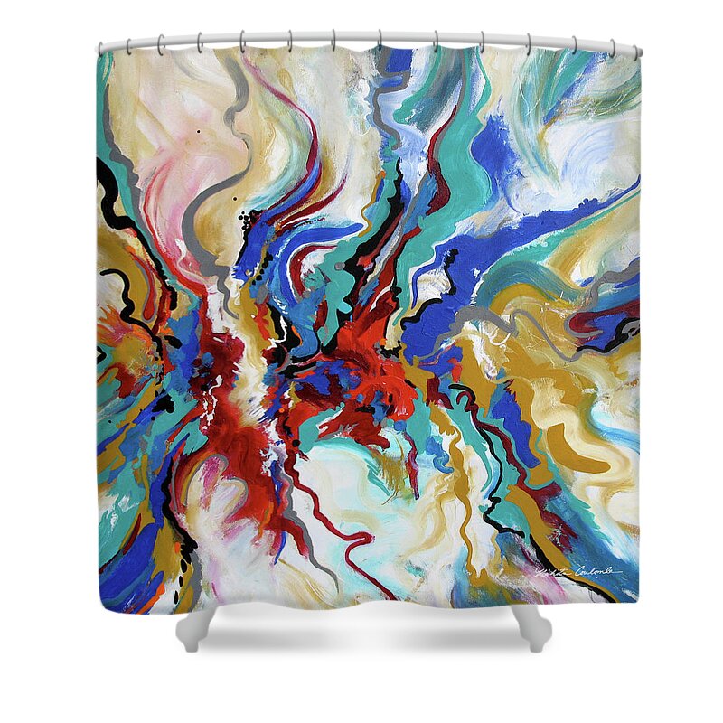 Nikita Coulombe Shower Curtain featuring the painting Self Portrait I by Nikita Coulombe