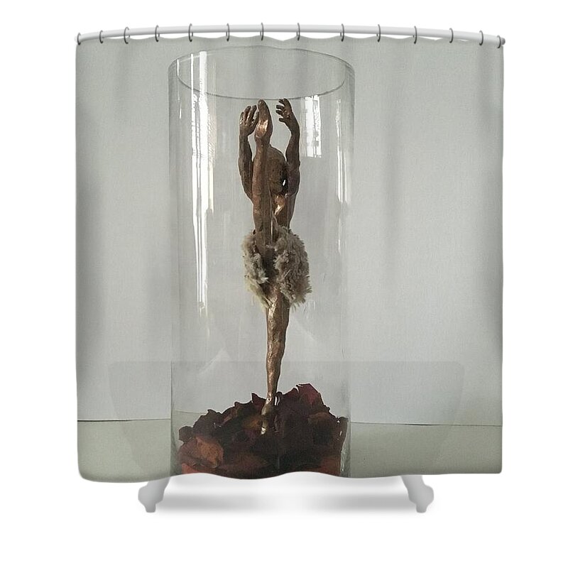 Sculpture Shower Curtain featuring the sculpture Selfportrait 2 by Janet Lipp