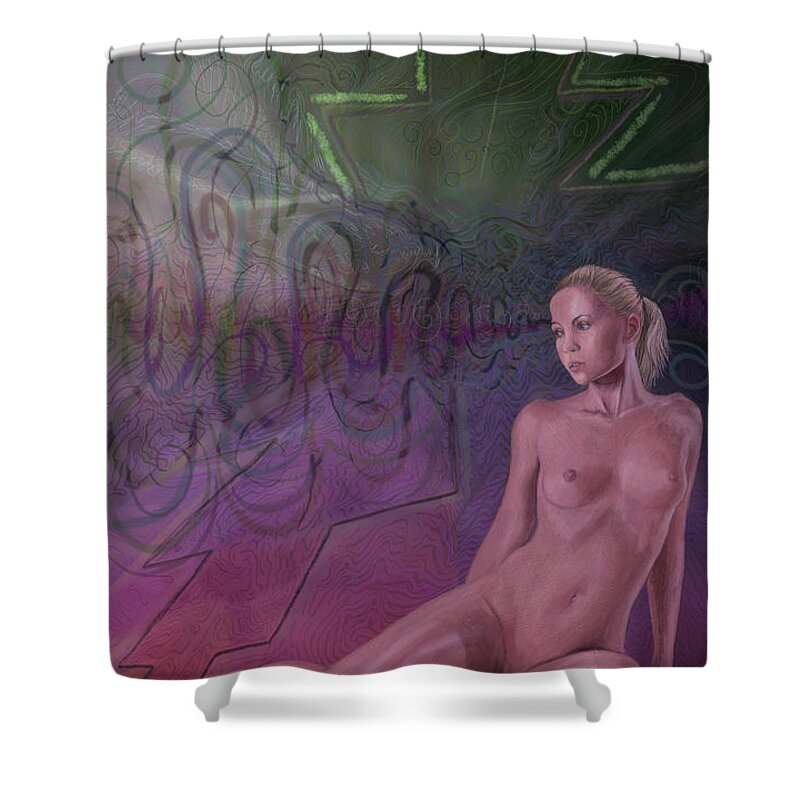 Digital Art Shower Curtain featuring the painting Send the Information by Jeremy Robinson