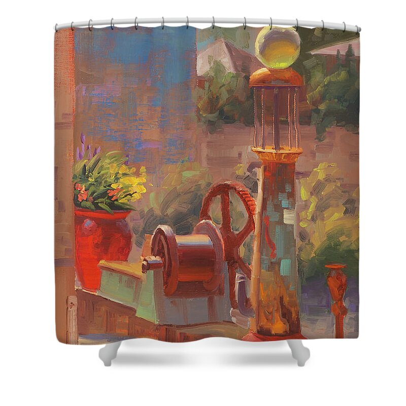 Jerome Shower Curtain featuring the painting Sept. in Jerome by Cody DeLong