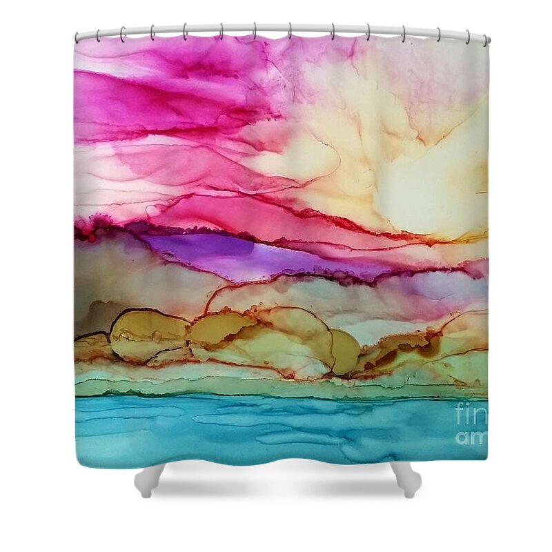 Alcohol Ink Shower Curtain featuring the painting Serenity by Beth Kluth