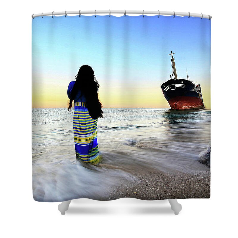 Water's Edge Shower Curtain featuring the photograph Serenity by By Neelima Muneef
