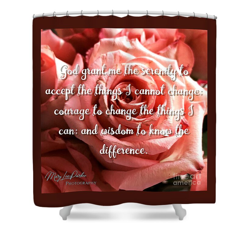Roses Shower Curtain featuring the mixed media Serenity Prayer II by MaryLee Parker