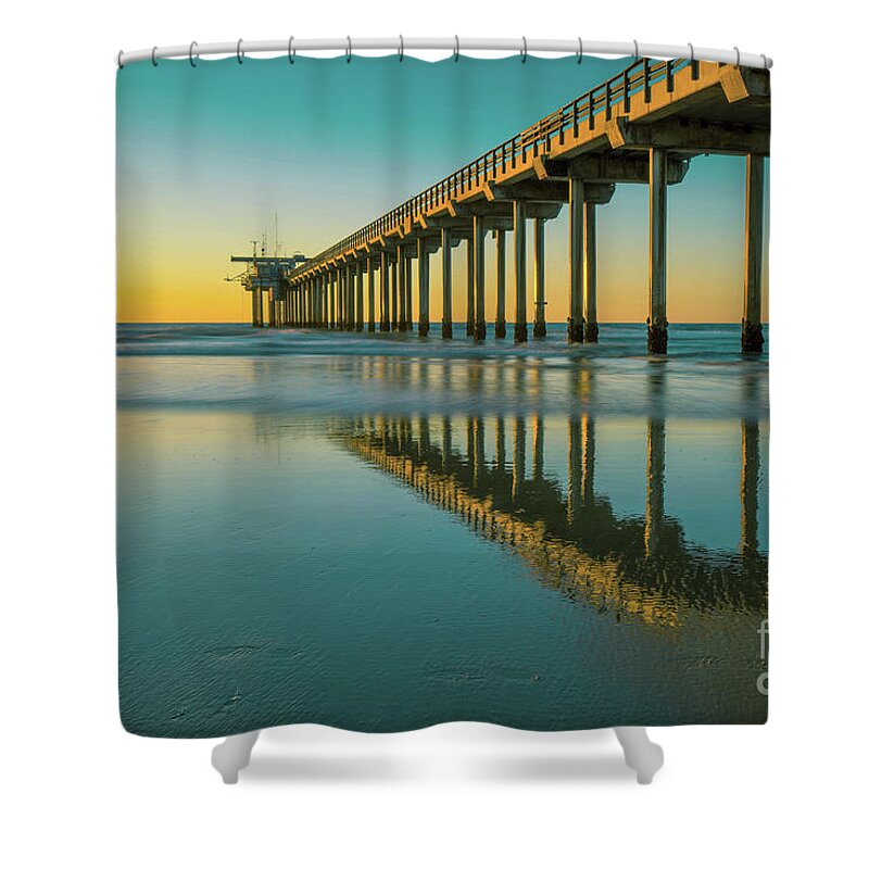 Serenity Shower Curtain featuring the photograph Serenity Scripps Pier La Jolla San Diego by Edward Fielding