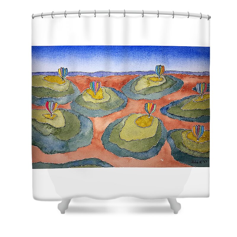 Watercolor Shower Curtain featuring the painting Seven Hill Lore by John Klobucher