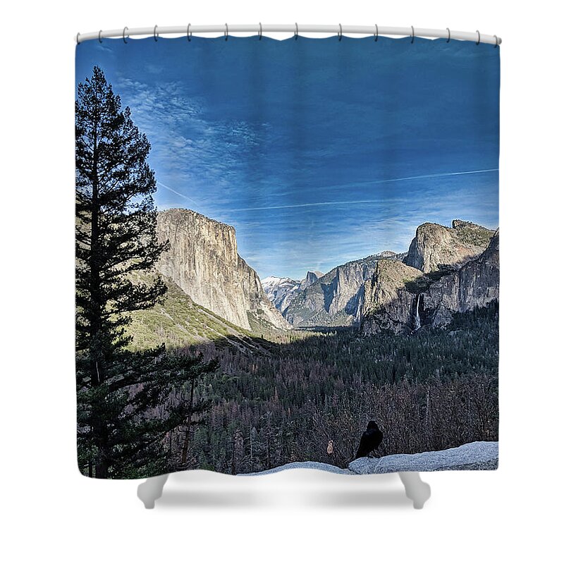 Mountain Shower Curtain featuring the photograph Shadows in the Valley by Portia Olaughlin