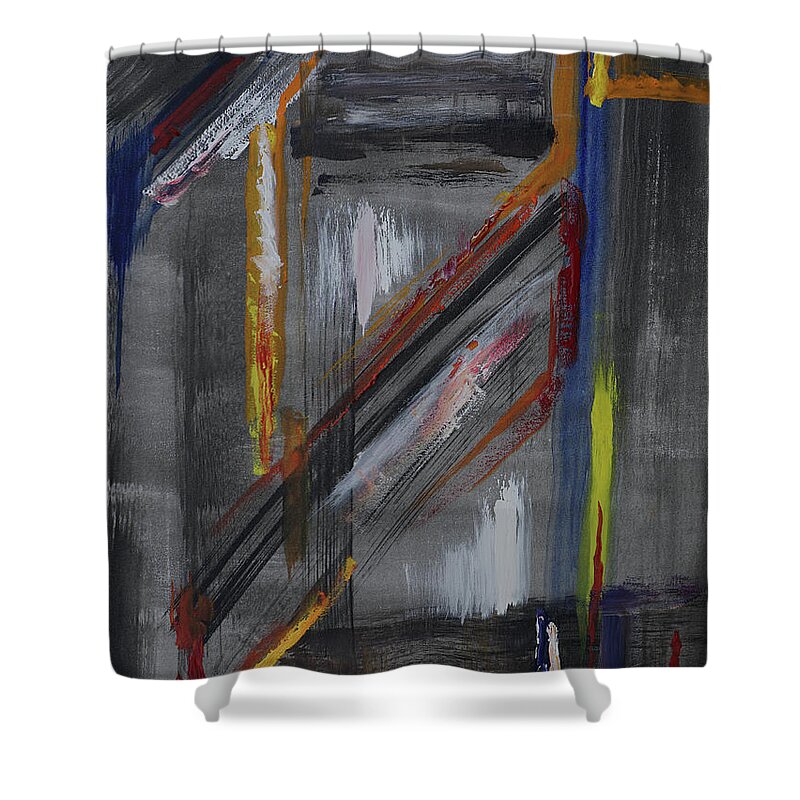 Abstract Shower Curtain featuring the painting Shaft by Karen Fleschler