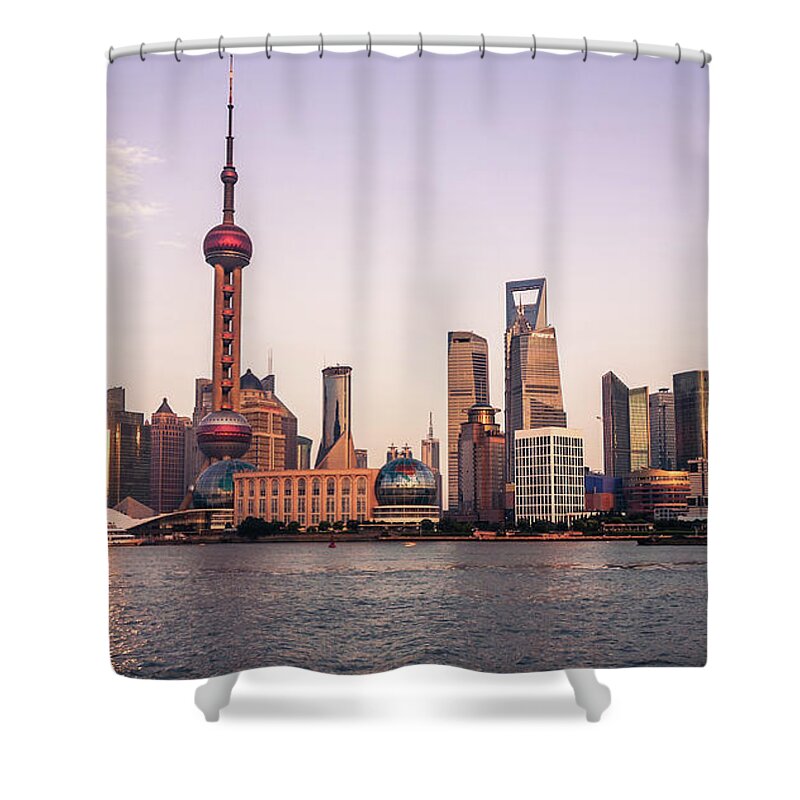 Built Structure Shower Curtain featuring the photograph Shanghai Skyline by Photography By Daniel Frauchiger, Switzerland