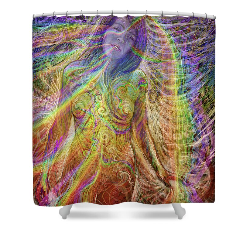 Digital Painting Shower Curtain featuring the painting She Rocks by Jeremy Robinson