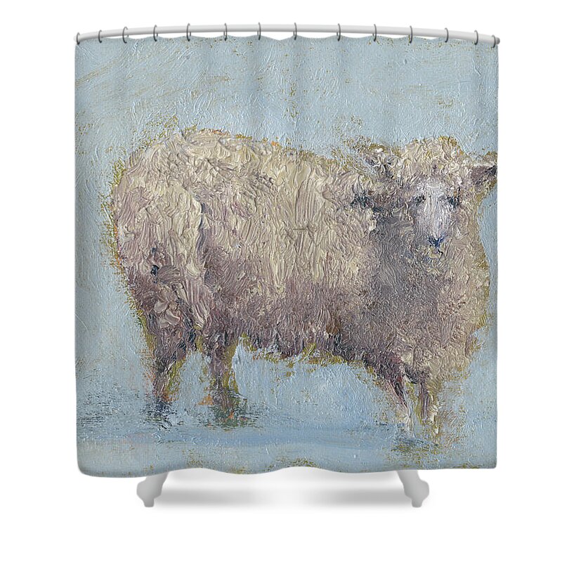 Animals Shower Curtain featuring the painting Sheep Strut I by Marilyn Wendling