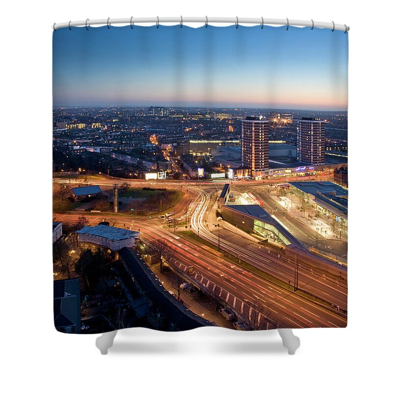 Curve Shower Curtain featuring the photograph Shepherds Bush Roundabout At Night by James Burns