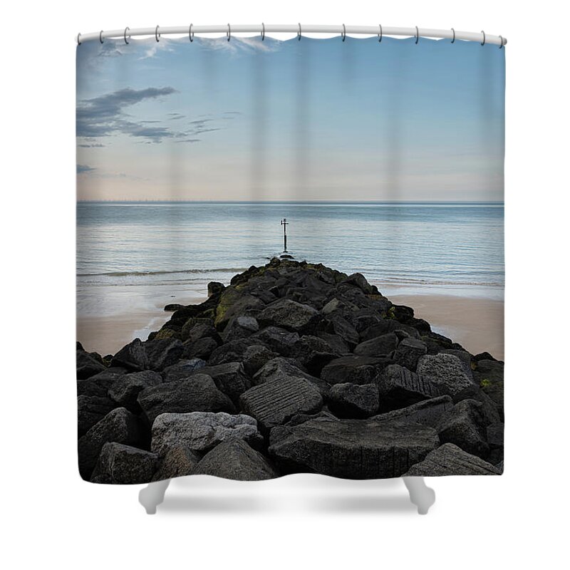 Beach Shower Curtain featuring the photograph Sheringham rocks by Scott Lyons