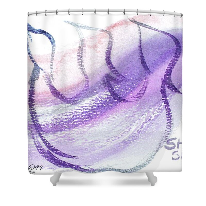 Shin Sin Tooth Shower Curtain featuring the painting SHINY SHIN sh3 by Hebrewletters SL