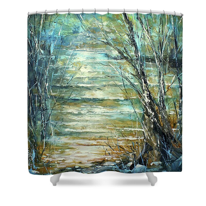 Expressionism Shower Curtain featuring the painting Shoal by Michael Lang