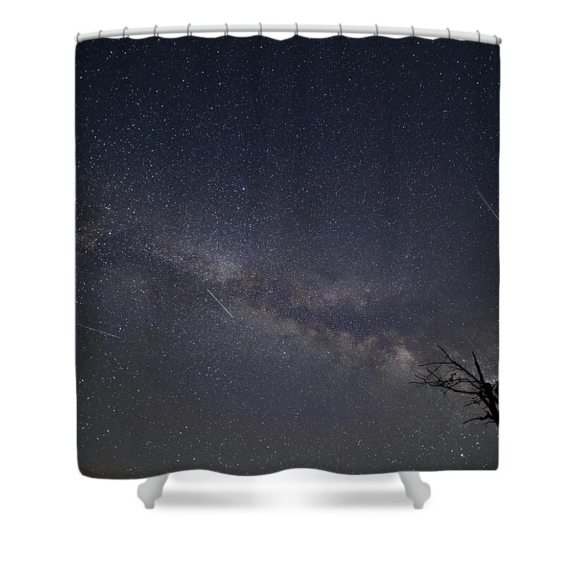 Night Shower Curtain featuring the photograph Shooting Star Night by Art Cole