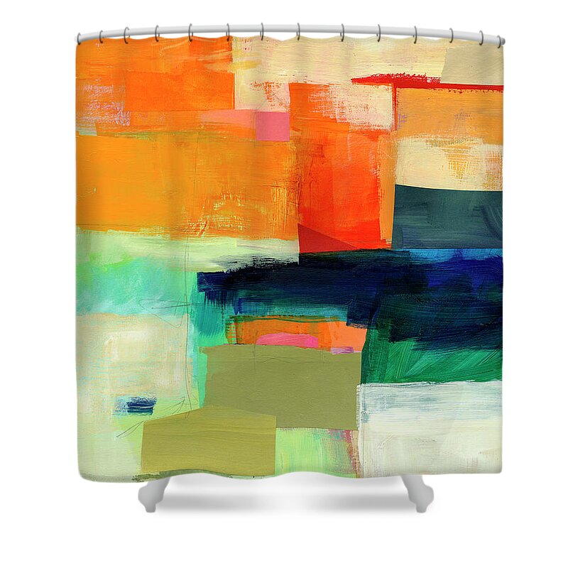Abstract Art Shower Curtain featuring the painting Shoreline #7 by Jane Davies