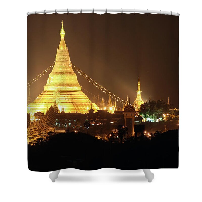 Pagoda Shower Curtain featuring the photograph Shwedagon Zedi Daw, Rangoon Yangon by Joe & Clair Carnegie / Libyan Soup