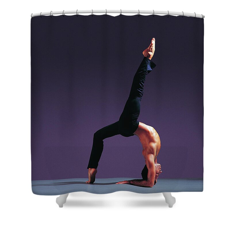 Expertise Shower Curtain featuring the photograph Side View Of Hispanic Male Doing A by Chris Nash