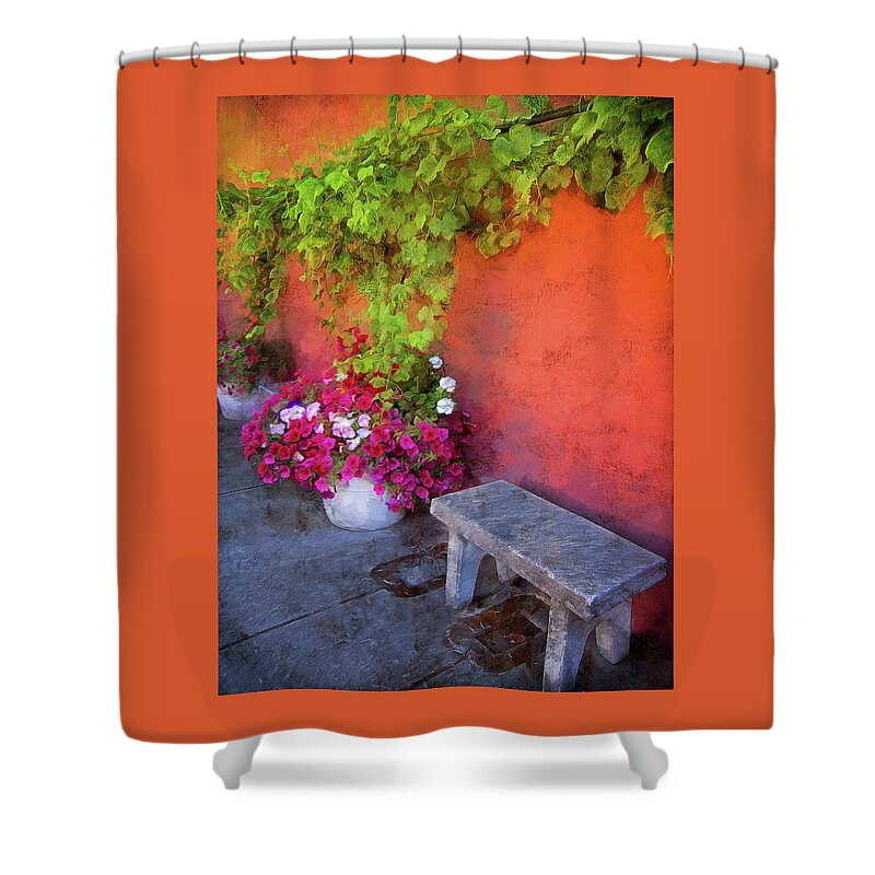 Floral Shower Curtain featuring the photograph Sidewalk Floral In Brownsville by Thom Zehrfeld